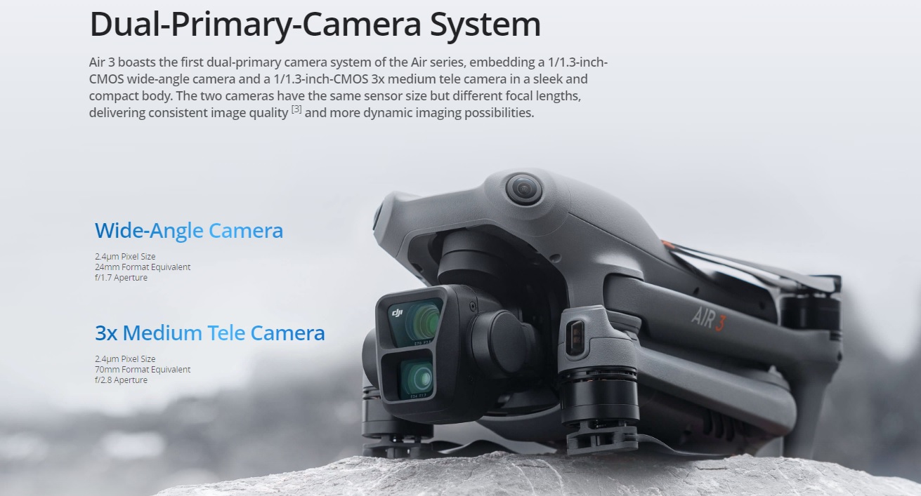 DJI Drone Air 3 dual primary camera system theimperialintelligence