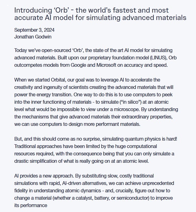 Orbital Materials Launches “Orb”, the World’s Leading AI Theimperialintelligence