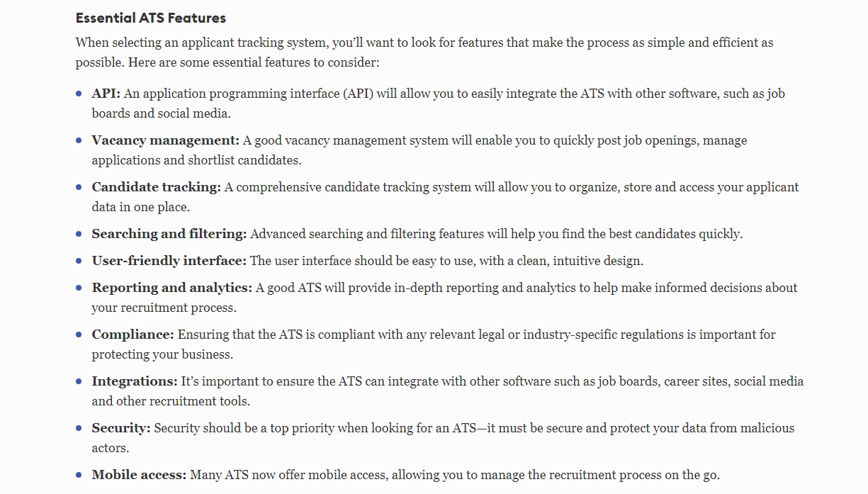 The List of Top Essential Applicant Tracking System (ATS) Features The imperial Intelligence